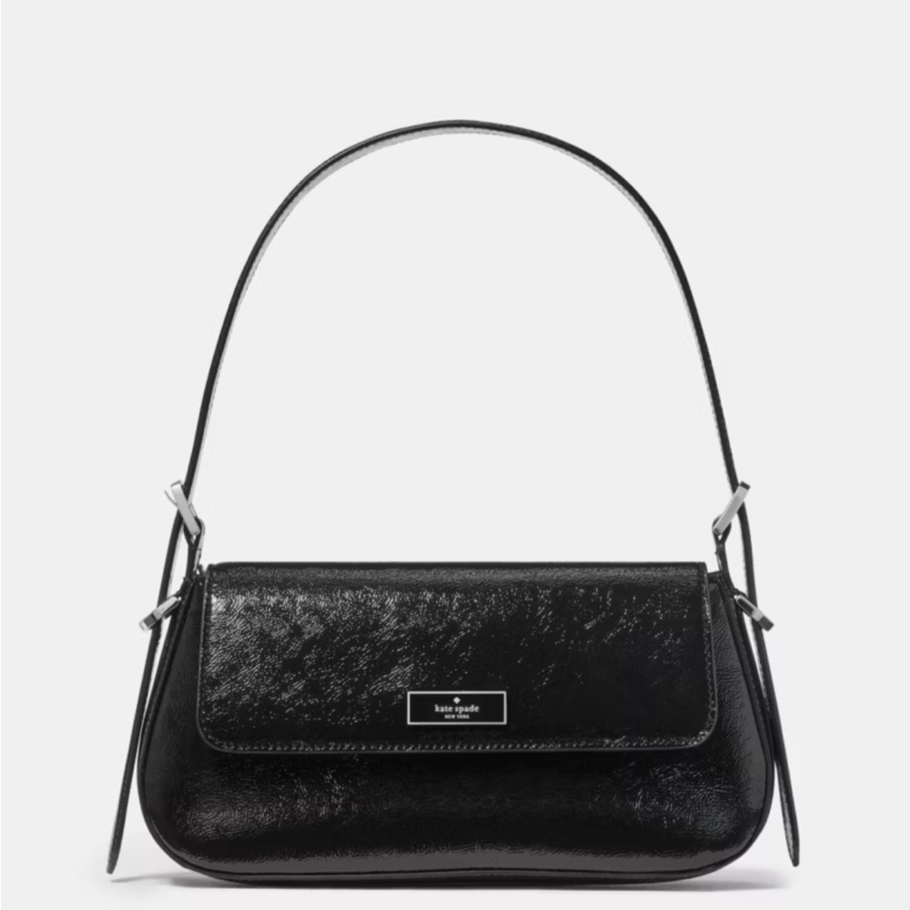 Kate Spade Bridget Crinkle Shiny Black Shoulder Bag